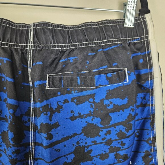 Wave Zone Mens M Blue/Yellow Drawstring Waist Swim Trunks Cargo Pockets Surf - Picture 6 of 8